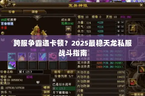 跨服争霸遇卡顿?2025最稳天龙私服战斗指南 跨服争霸遇卡顿?2025最稳天龙私服战斗指南
