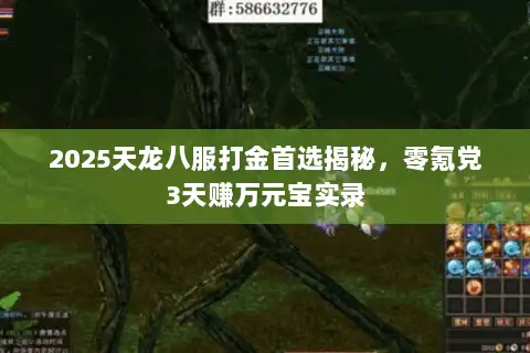 2025天龙八服打金首选揭秘，零氪党3天赚万元宝实录