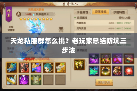 天龙私服群怎么挑？老玩家总结防坑三步法