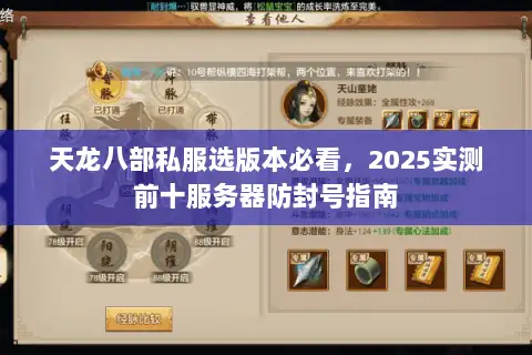 天龙八部私服选版本必看，2025实测前十服务器防封号指南
