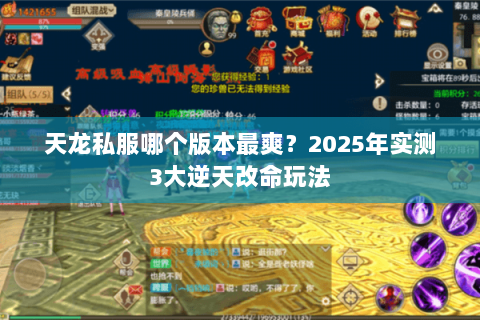天龙私服哪个版本最爽？2025年实测3大逆天改命玩法