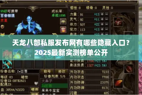 天龙八部私服发布网有哪些隐藏入口？2025最新实测榜单公开