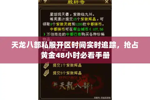 天龙八部私服开区时间实时追踪，抢占黄金48小时必看手册