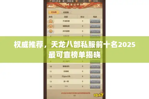 权威推荐,天龙八部私服前十名2025最可靠榜单揭晓 权威推荐,天龙八部私服前十名2025最可靠榜单揭晓