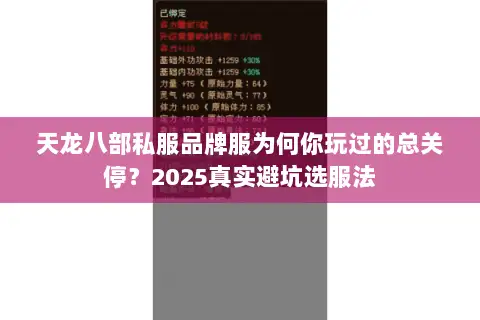 天龙八部私服品牌服为何你玩过的总关停?2025真实避坑选服法 天龙八部私服品牌服为何你玩过的总关停?2025真实避坑选服法
