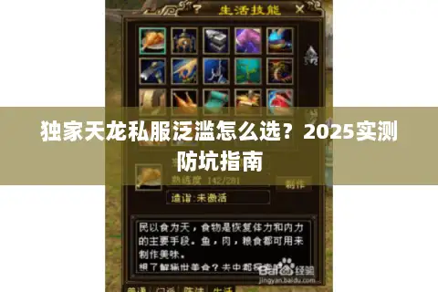 独家天龙私服泛滥怎么选?2025实测防坑指南 独家天龙私服泛滥怎么选?2025实测防坑指南