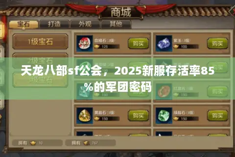 天龙八部sf公会,2025新服存活率85%的军团密码 天龙八部sf公会,2025新服存活率85%的军团密码