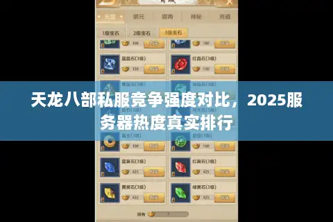 天龙八部私服竞争强度对比，2025服务器热度真实排行