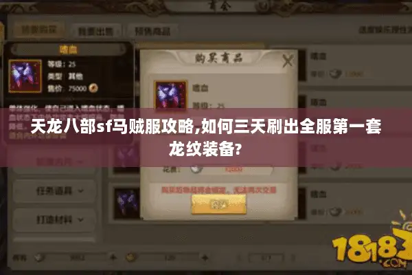 天龙八部sf马贼服攻略,如何三天刷出全服第一套龙纹装备?