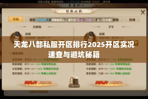 天龙八部私服开区排行2025开区实况速查与避坑秘籍