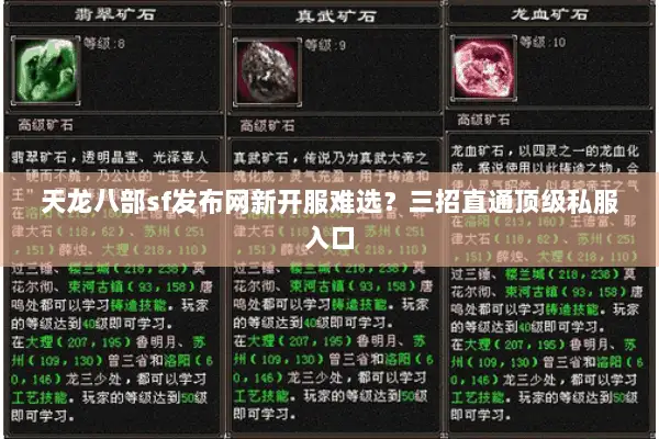 天龙八部sf发布网新开服难选?三招直通顶级私服入口 天龙八部sf发布网新开服难选?三招直通顶级私服入口