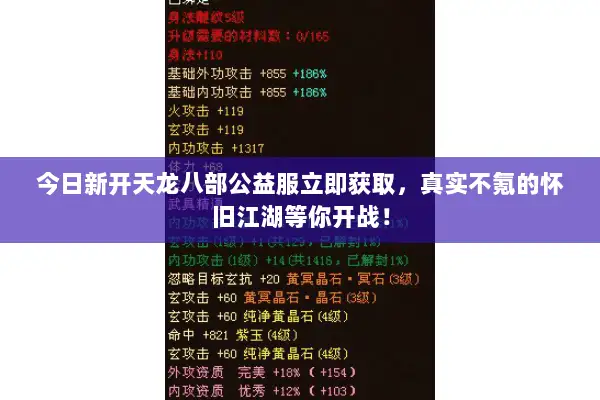 今日新开天龙八部公益服立即获取，真实不氪的怀旧江湖等你开战！