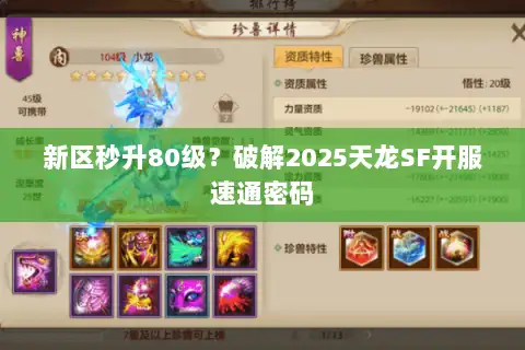 新区秒升80级？破解2025天龙SF开服速通密码