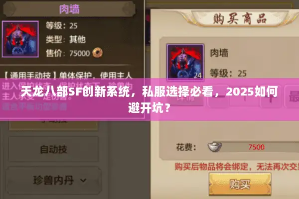 天龙八部SF创新系统，私服选择必看，2025如何避开坑？