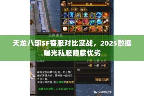 天龙八部SF客服对比实战，2025数据曝光私服隐藏优劣