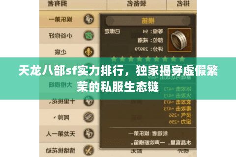 天龙八部sf实力排行，独家揭穿虚假繁荣的私服生态链
