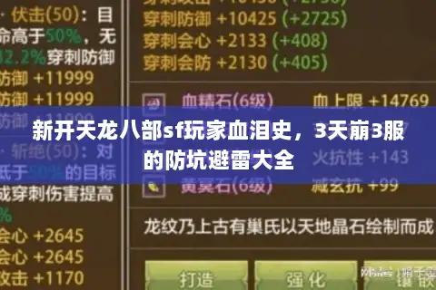 新开天龙八部sf玩家血泪史，3天崩3服的防坑避雷大全