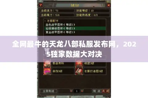 全网最牛的天龙八部私服发布网，2025独家数据大对决