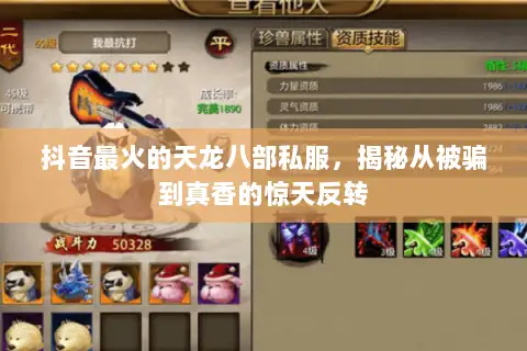 抖音最火的天龙八部私服,揭秘从被骗到真香的惊天反转 抖音最火的天龙八部私服,揭秘从被骗到真香的惊天反转