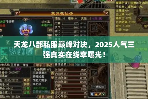 天龙八部私服巅峰对决,2025人气三强真实在线率曝光! 天龙八部私服巅峰对决,2025人气三强真实在线率曝光!