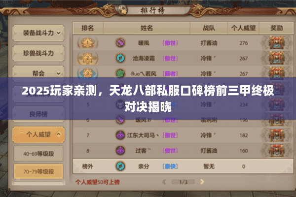 2025玩家亲测,天龙八部私服口碑榜前三甲终极对决揭晓 2025玩家亲测,天龙八部私服口碑榜前三甲终极对决揭晓