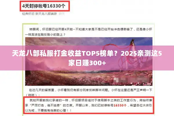 天龙八部私服打金收益TOP5榜单?2025亲测这5家日赚300+ 天龙八部私服打金收益TOP5榜单?2025亲测这5家日赚300+