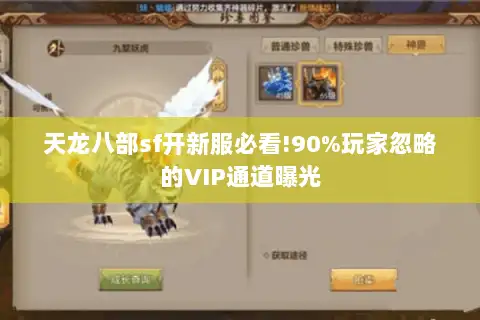 天龙八部sf开新服必看!90%玩家忽略的VIP通道曝光