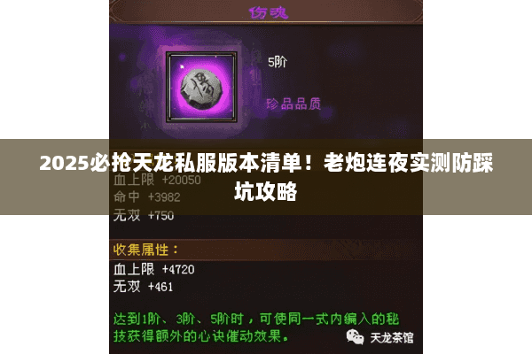 2025必抢天龙私服版本清单!老炮连夜实测防踩坑攻略 2025必抢天龙私服版本清单!老炮连夜实测防踩坑攻略