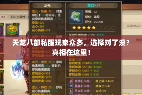 天龙八部私服玩家众多，选择对了没？真相在这里！