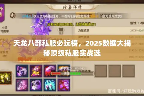 天龙八部私服必玩榜，2025数据大揭秘顶级私服实战选