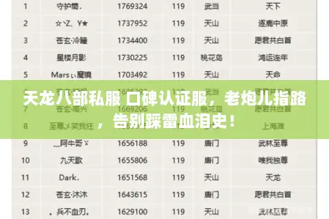 天龙八部私服 口碑认证服,老炮儿指路,告别踩雷血泪史! 天龙八部私服 口碑认证服,老炮儿指路,告别踩雷血泪史!