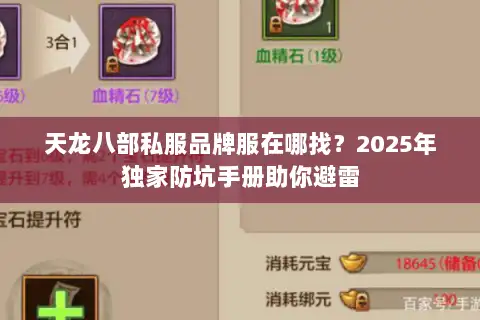 天龙八部私服品牌服在哪找?2025年独家防坑手册助你避雷 天龙八部私服品牌服在哪找?2025年独家防坑手册助你避雷