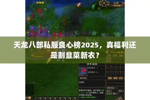 天龙八部私服良心榜2025，真福利还是割韭菜新衣？