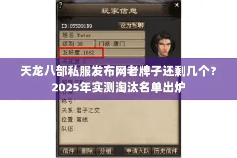 天龙八部私服发布网老牌子还剩几个？2025年实测淘汰名单出炉