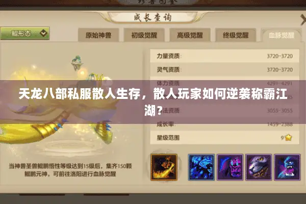 天龙八部私服散人生存,散人玩家如何逆袭称霸江湖? 天龙八部私服散人生存,散人玩家如何逆袭称霸江湖?