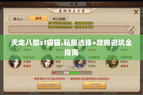 天龙八部sf猫猫,私服选择+攻略避坑全指南