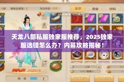 天龙八部私服独家服推荐，2025独家服选错怎么办？内幕攻略揭秘！