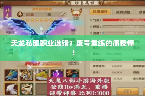 天龙私服职业选错？废号重练的痛我懂！