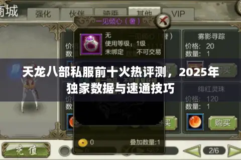 天龙八部私服前十火热评测，2025年独家数据与速通技巧