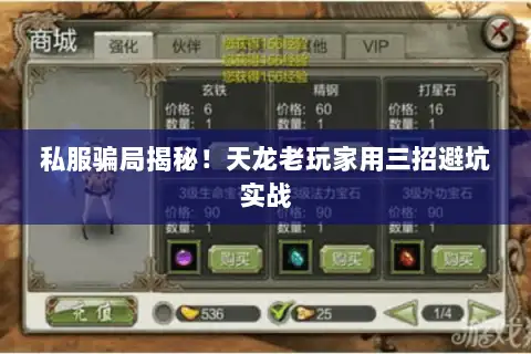 私服骗局揭秘!天龙老玩家用三招避坑实战 私服骗局揭秘!天龙老玩家用三招避坑实战