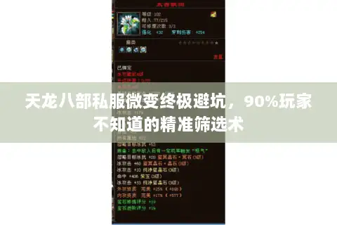 天龙八部私服微变终极避坑，90%玩家不知道的精准筛选术