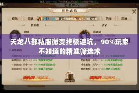 天龙八部私服微变终极避坑，90%玩家不知道的精准筛选术