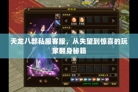 天龙八部私服客服，从失望到惊喜的玩家翻身秘籍