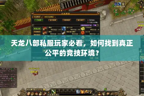 天龙八部私服玩家必看，如何找到真正公平的竞技环境？