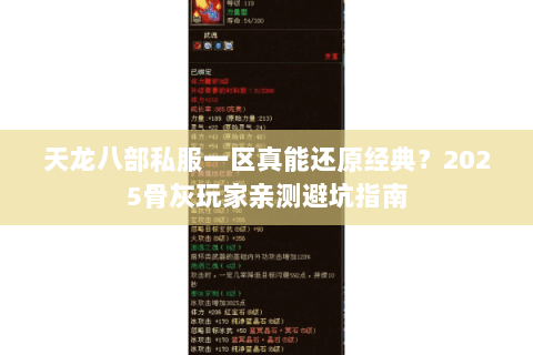天龙八部私服一区真能还原经典？2025骨灰玩家亲测避坑指南