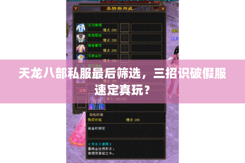 天龙八部私服最后筛选,三招识破假服速定真玩? 天龙八部私服最后筛选,三招识破假服速定真玩?
