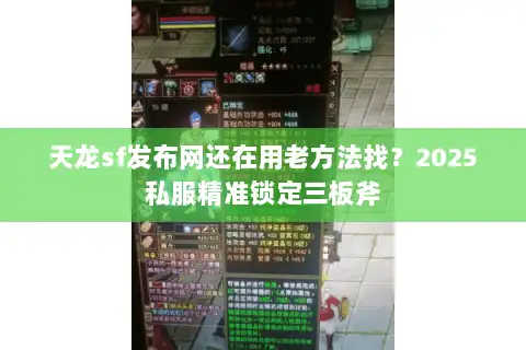 天龙sf发布网还在用老方法找？2025私服精准锁定三板斧