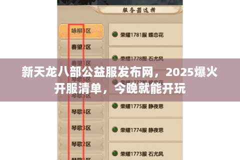 新天龙八部公益服发布网，2025爆火开服清单，今晚就能开玩