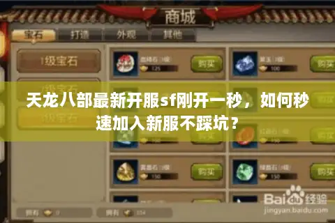 天龙八部最新开服sf刚开一秒，如何秒速加入新服不踩坑？