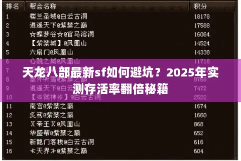 天龙八部最新sf如何避坑？2025年实测存活率翻倍秘籍
